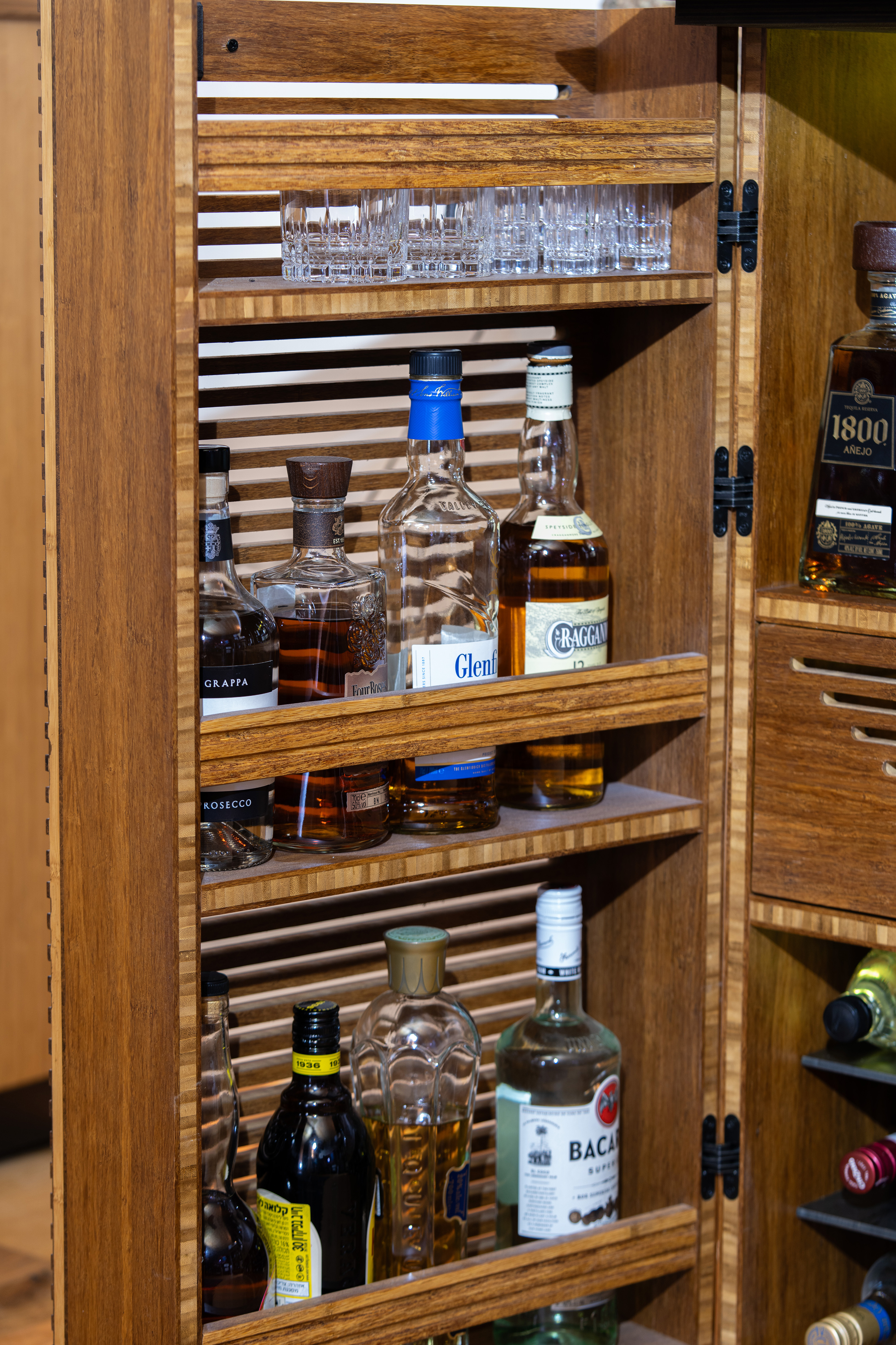 Barly door shelves close-up