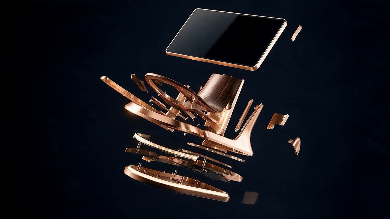 The SmartBarIQ Solo shown as an exploded assembly, then fully built