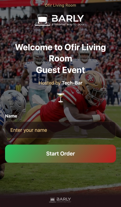 Guest phone welcome screen in the Game Day theme