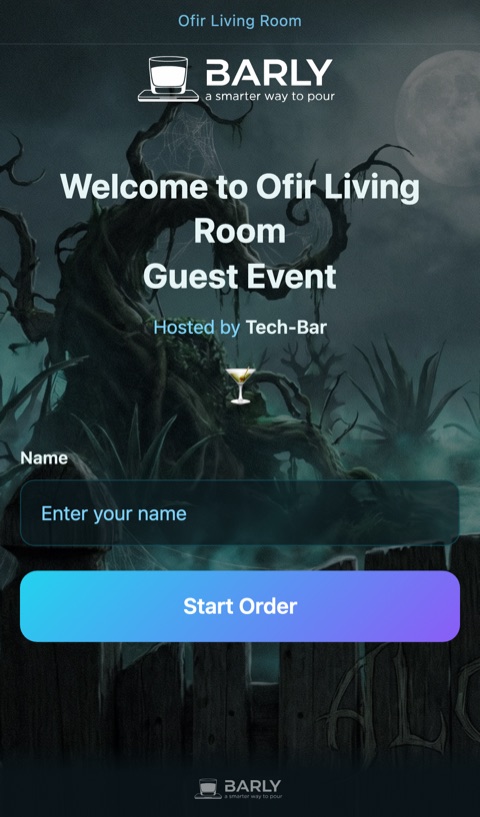 Guest phone welcome screen in the Halloween theme