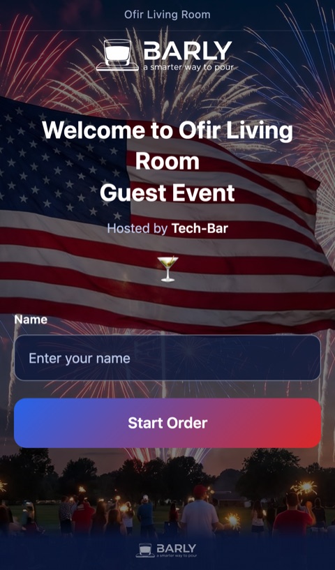 Guest phone welcome screen in the Independence Day theme